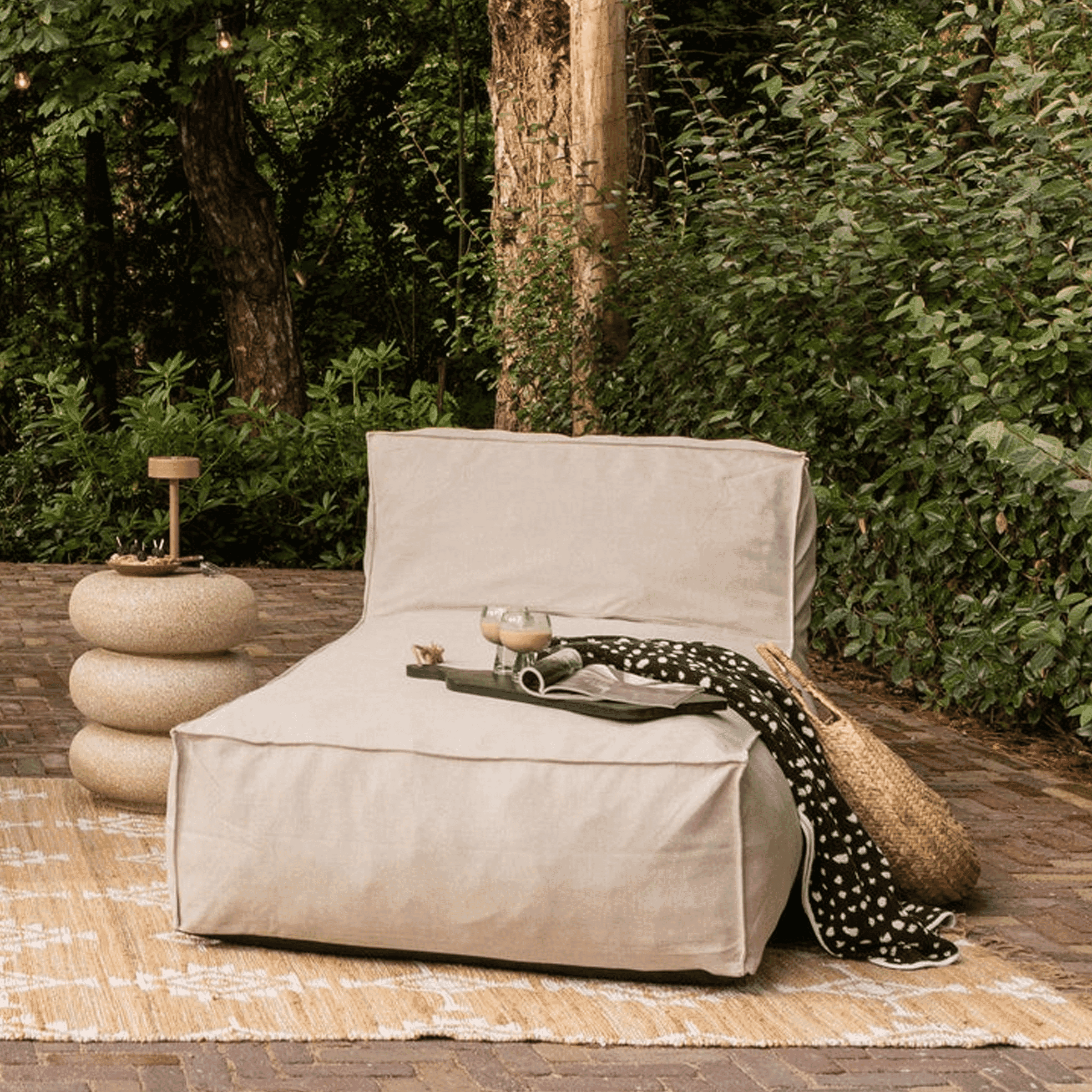 WOOOD Outdoor Ligbed 'Velora' Olefin stof, kleur Zand