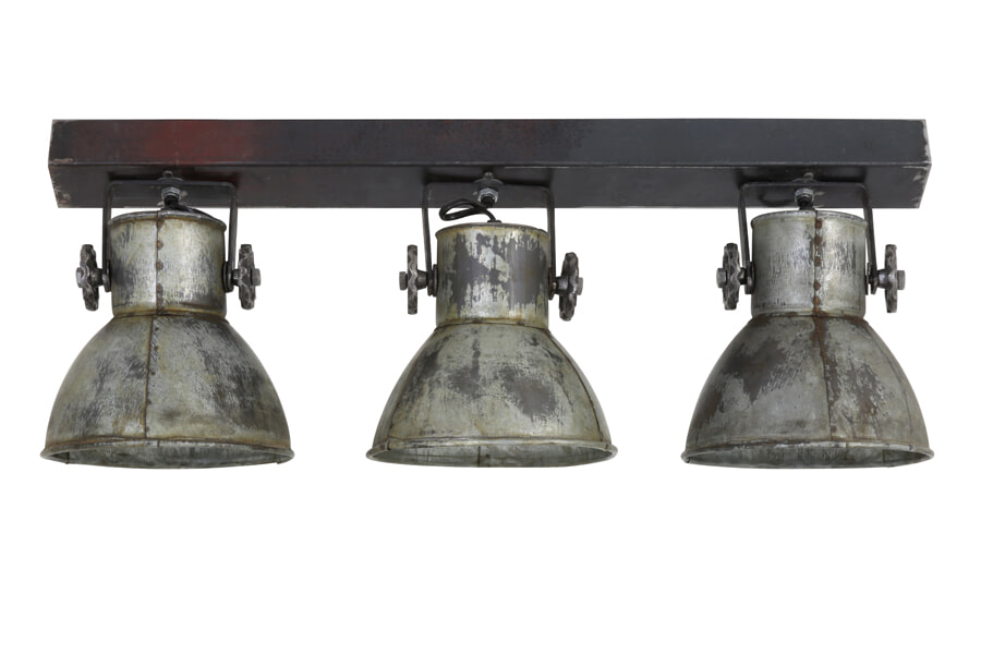 Light & Living Hanglamp 'Elay' 3-Lamps, hout bruin+vintage zilver