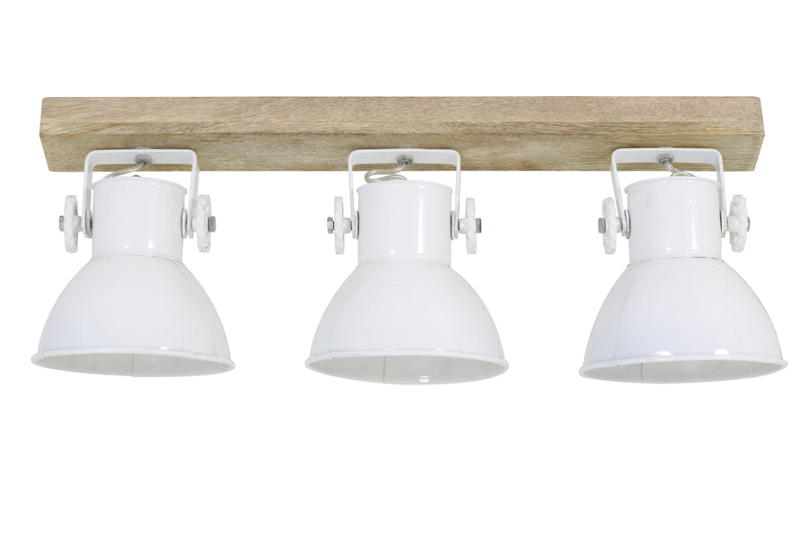 Light & Living Hanglamp 'Elay' 3-Lamps, hout naturel+wit