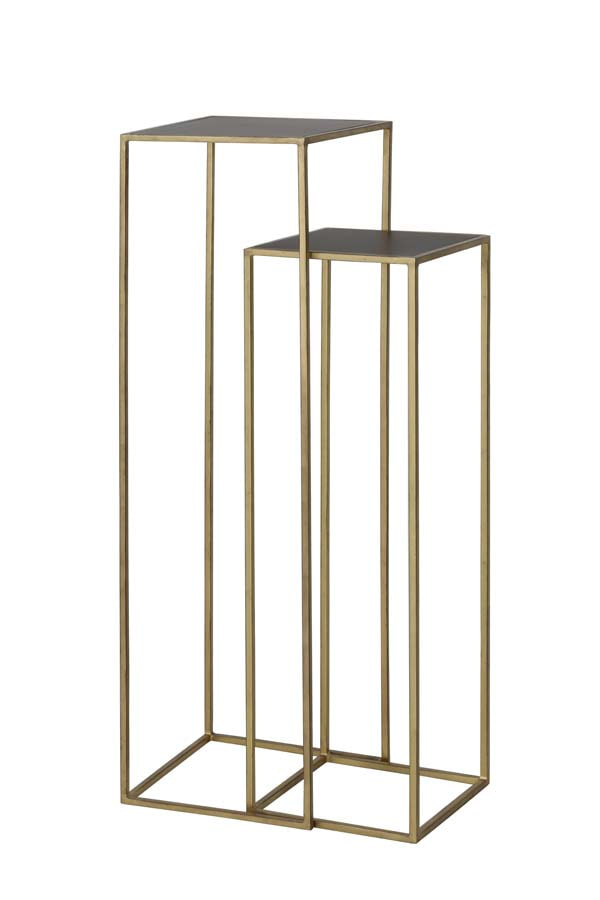 Light & Living Bijzettafel 'Boca' Set van 2 stuks, mat zwart wash-goud