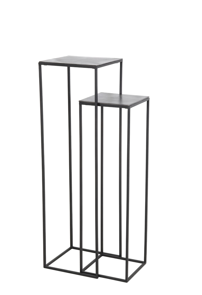 Light & Living Bijzettafel 'Boca' Set van 2 stuks max, ruw lood ant-mat zwart