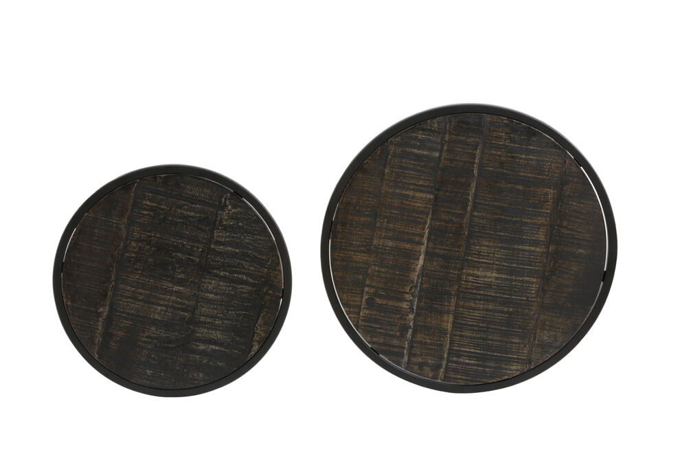 Light & Living Bijzettafel 'Doba' Set van 2 stuks, hout antiek-mat zwart