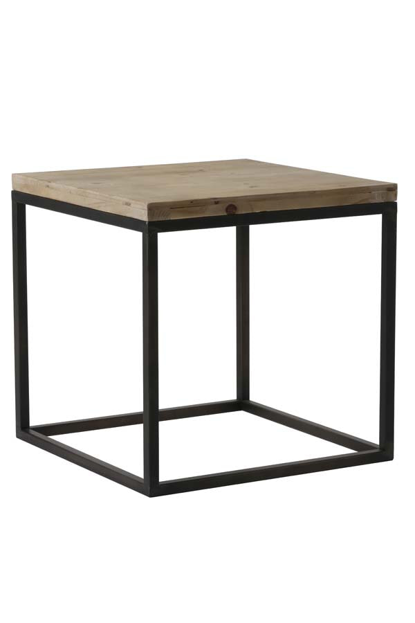 Light & Living Bijzettafel 'Yarula', metaal zwart+hout Light & Living Bijzettafel 'Yarula', metaal zwart+hout