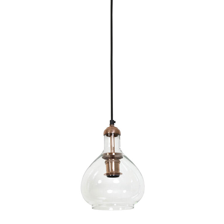 Light & Living Hanglamp 'Dela' Ø19x28 cm, glas koper