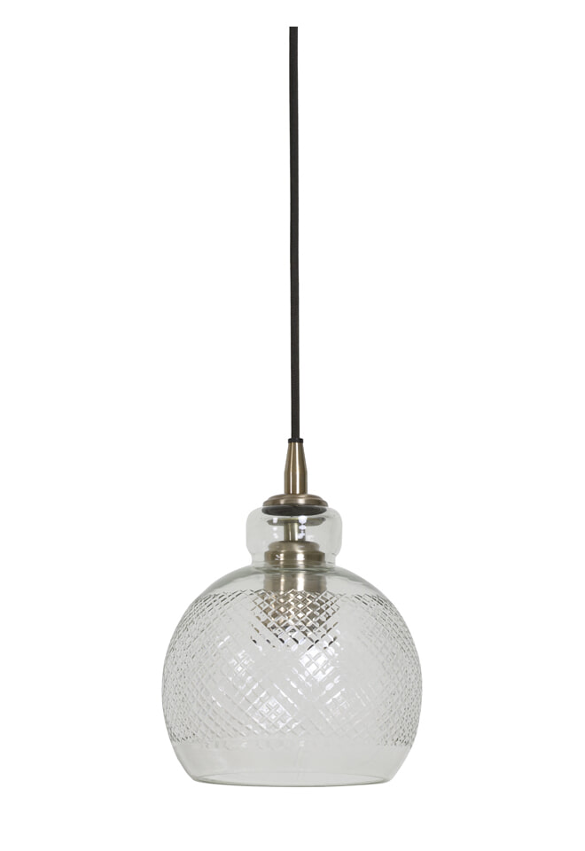Light & Living Hanglamp 'Destiney' 16cm, glas antiek brons
