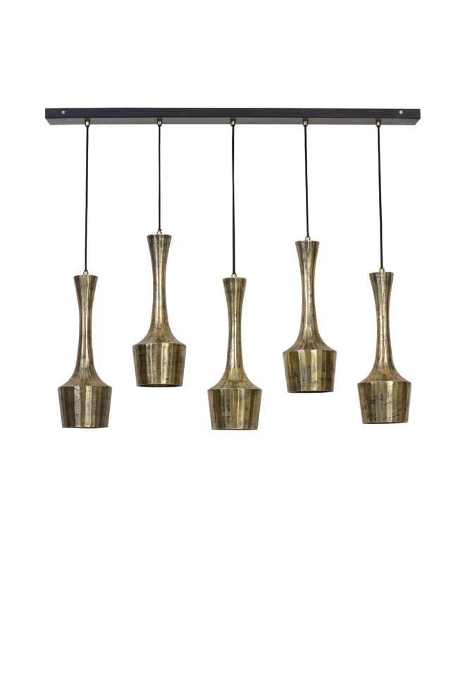 Light & Living Hanglamp Kirsty 5-Lamps, antiek goud-mat zwart