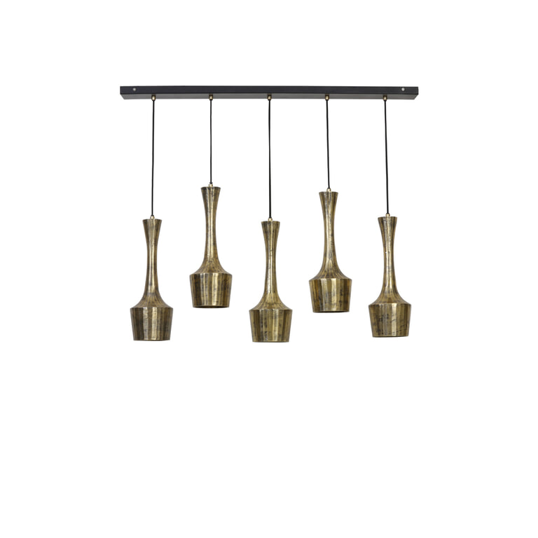 Light & Living Hanglamp 'Kirsty' 5-Lamps, antiek goud-mat zwart