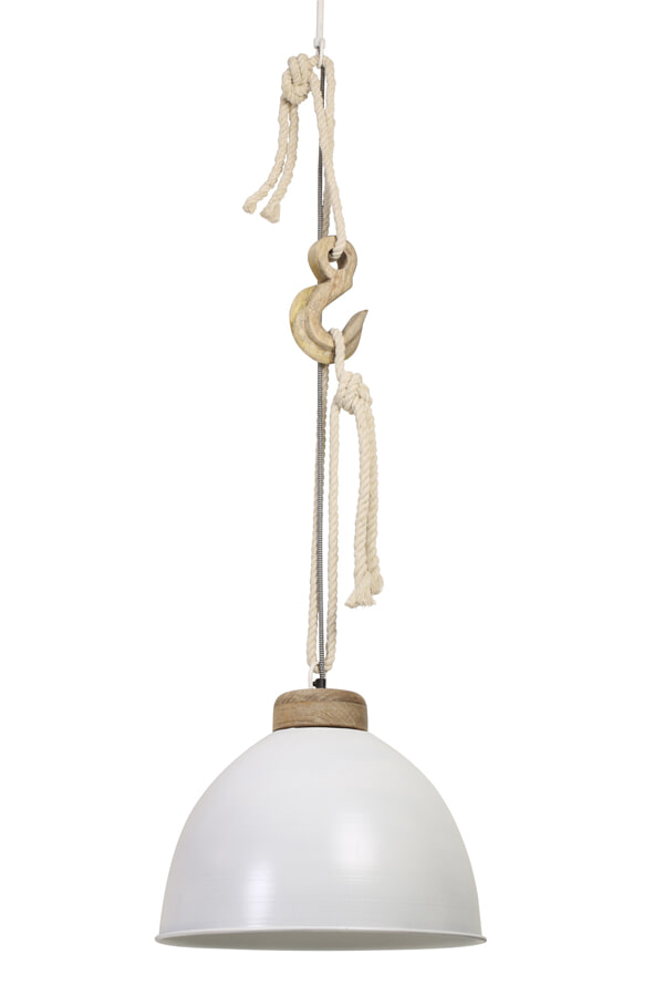 Light & Living Hanglamp 'Melissa' Ø40x42 cm, wit met hout naturel
