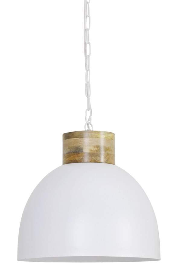 Light & Living Hanglamp 'Samana' 40cm, hout kop mat wit-wit