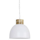 Light & Living Hanglamp 'Samana' 40cm, hout kop mat wit-wit