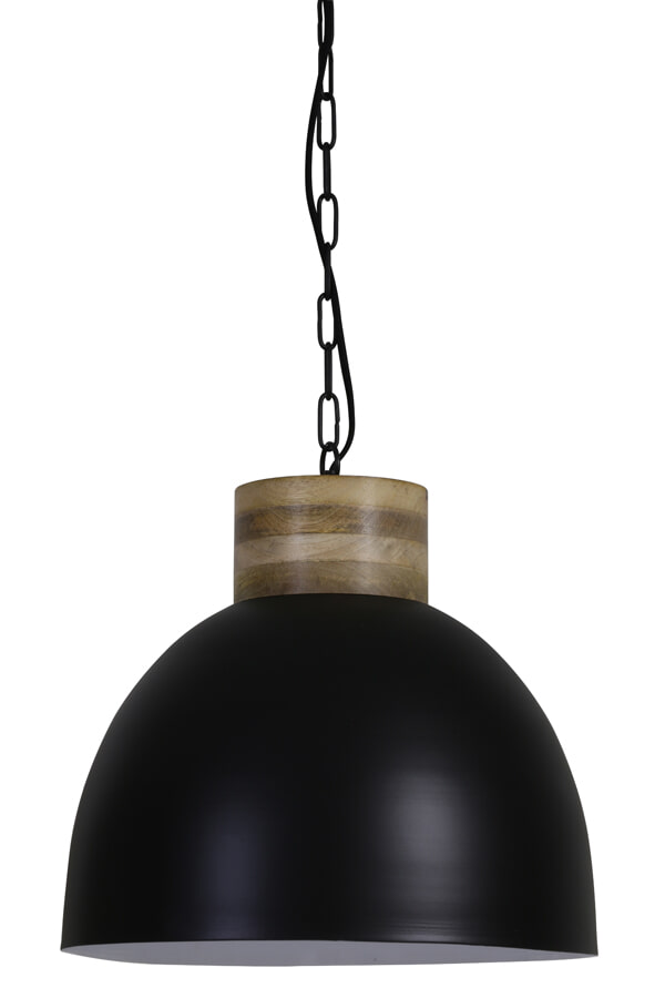 Light & Living Hanglamp 'Samana' 40cm, hout kop mat zwart-wit