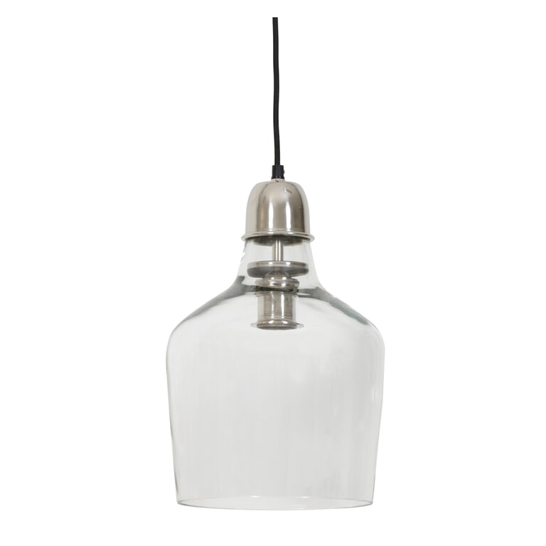 Hanglamp 'Sage' Ø23x37 cm glas nikkel satijn