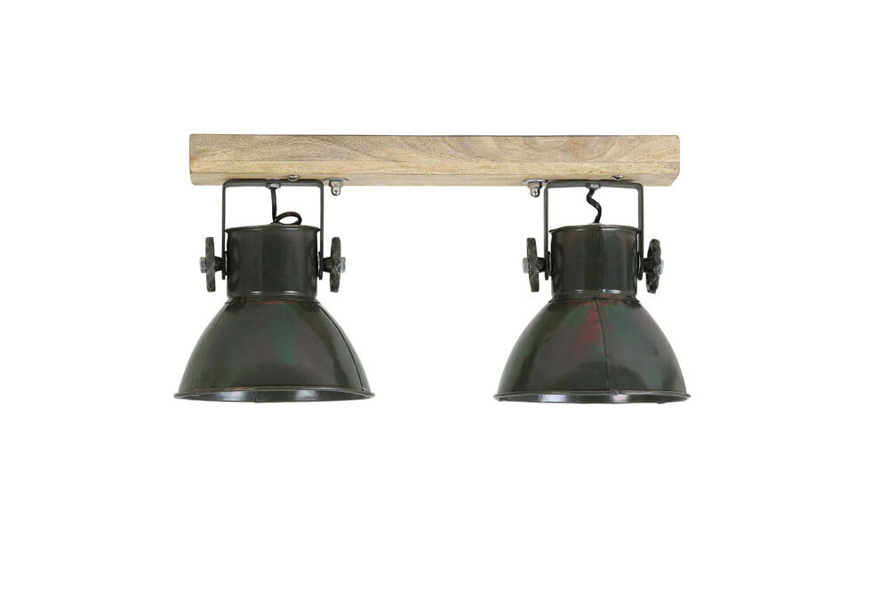 Light & Living Plafondspotjes 'Elay' 2-Lamps, hout-leger groen Light & Living Plafondspotjes 'Elay' 2-Lamps, hout-leger groen