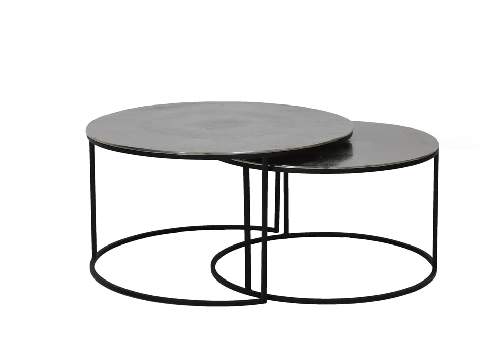 Light & Living Salontafel 'Thizas' Set van 2 stuks, ruw nikkel-mat zwart Light & Living Salontafel 'Thizas' Set van 2 stuks, ruw nikkel-mat zwart