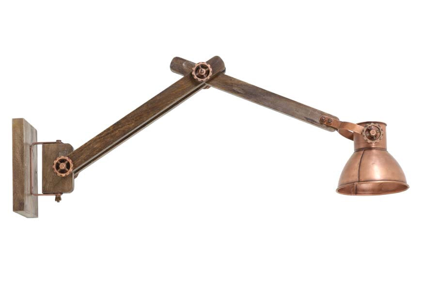 Light & Living Wandbureaulamp 'Efren' 58x18x55 cm, hout bruin en koper