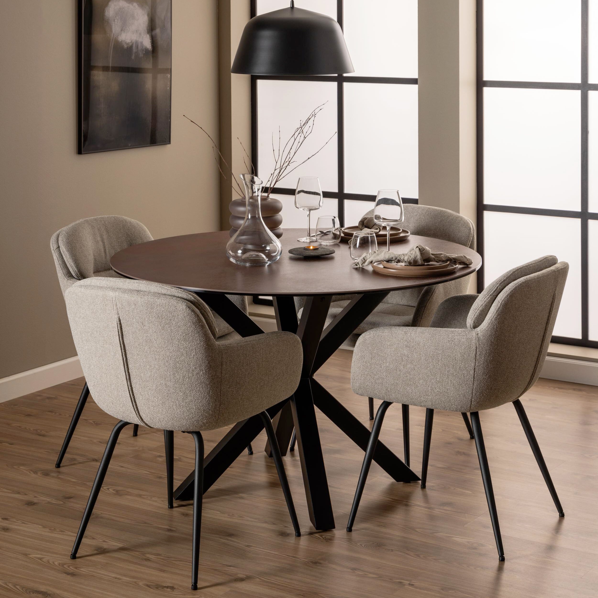 Sohome Ronde Eettafel Samona - Keramiek - 119cm - Bruin