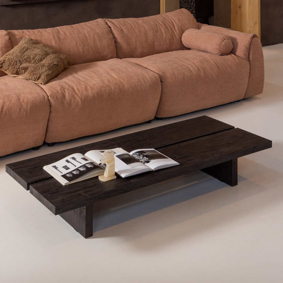 WOOOD Salontafel 'Lion' MDF 140 x 60cm, kleur donkerbruin