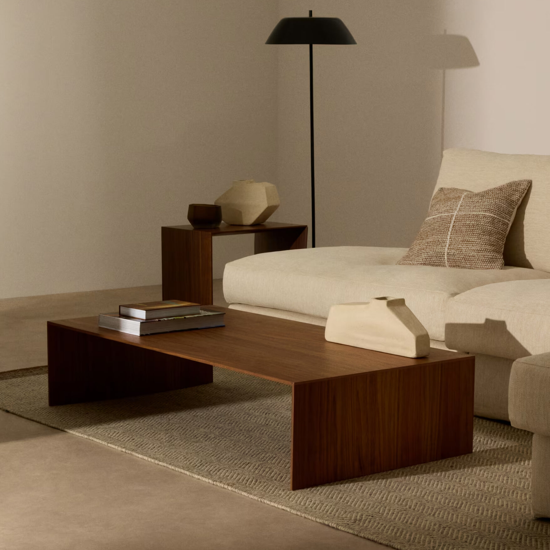 Kave Home Salontafel 'Litto' Walnoot, 140 x 70cm, kleur Bruin
