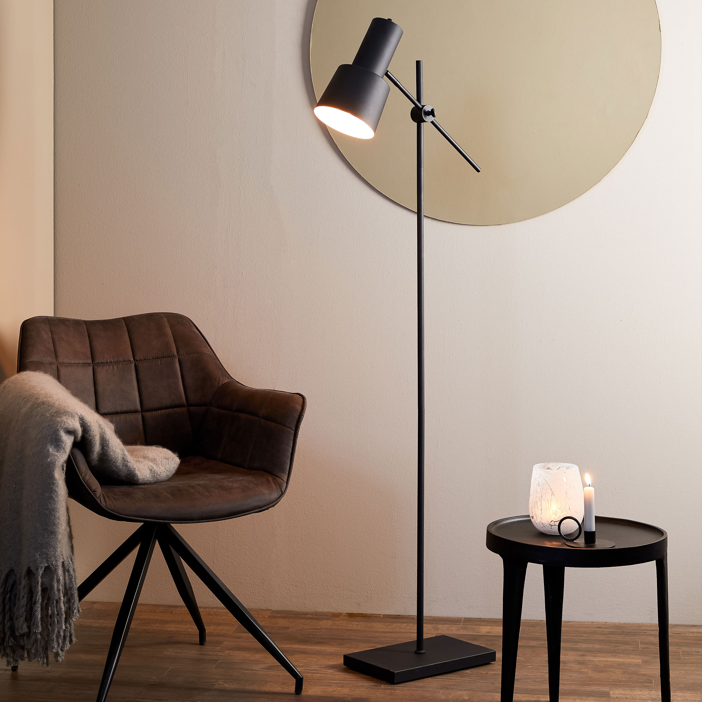 Light & Living Vloerlamp 'Preston' kleur Zwart