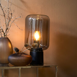 Light & Living Tafellamp 'Arturan' 22cm, kleur Smoked/Grijs