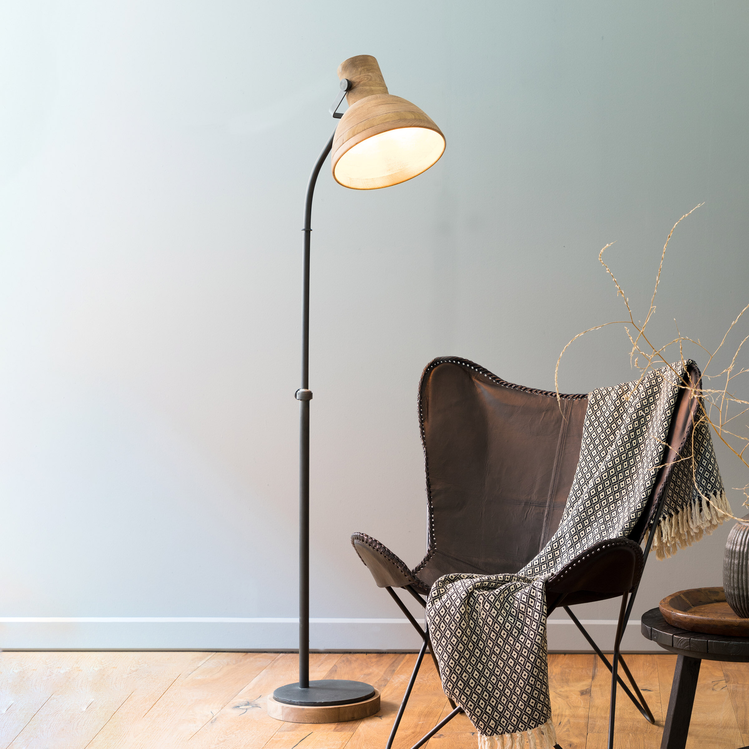 Light & Living Vloerlamp Imbert, donker bruin-mat zwart