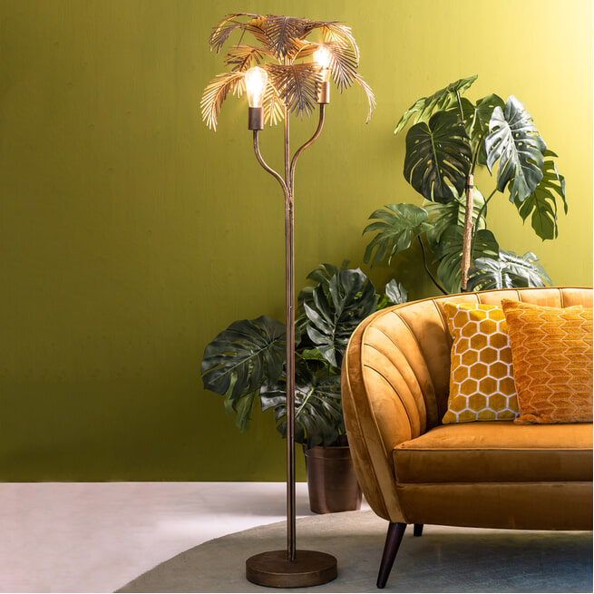 Light & Living Vloerlamp 'Palm' 2-lamps, kleur Antiek Brons
