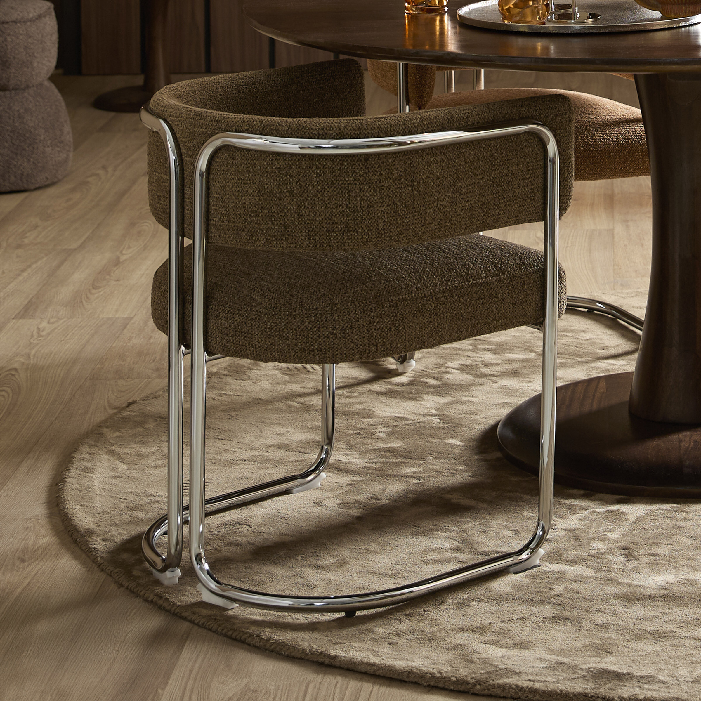 Light & Living Eetkamerstoel 'Adante' Buisframe chroom, kleur Donkerbruin