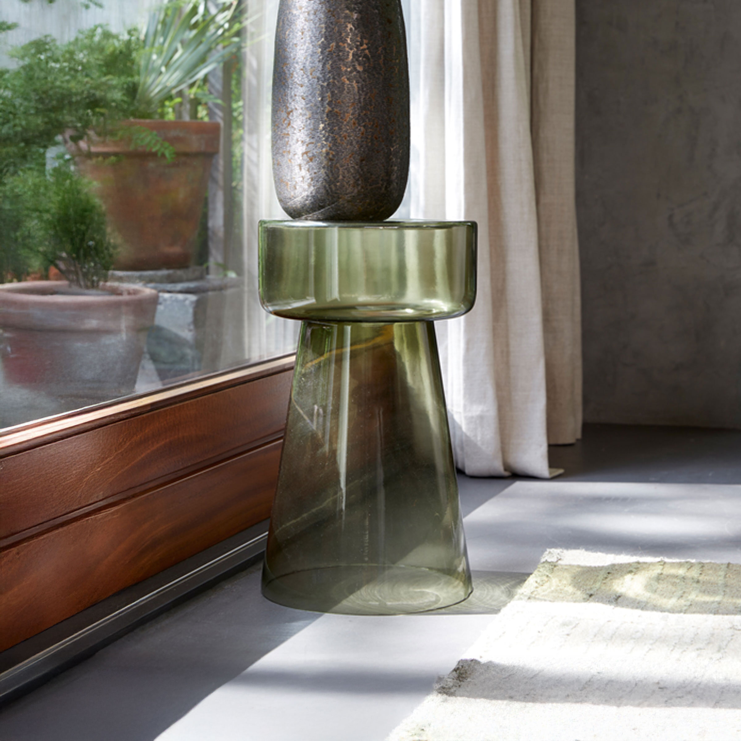 Light & Living Ronde Bijzettafel 'Dakwa' kleur Grijs/Groen