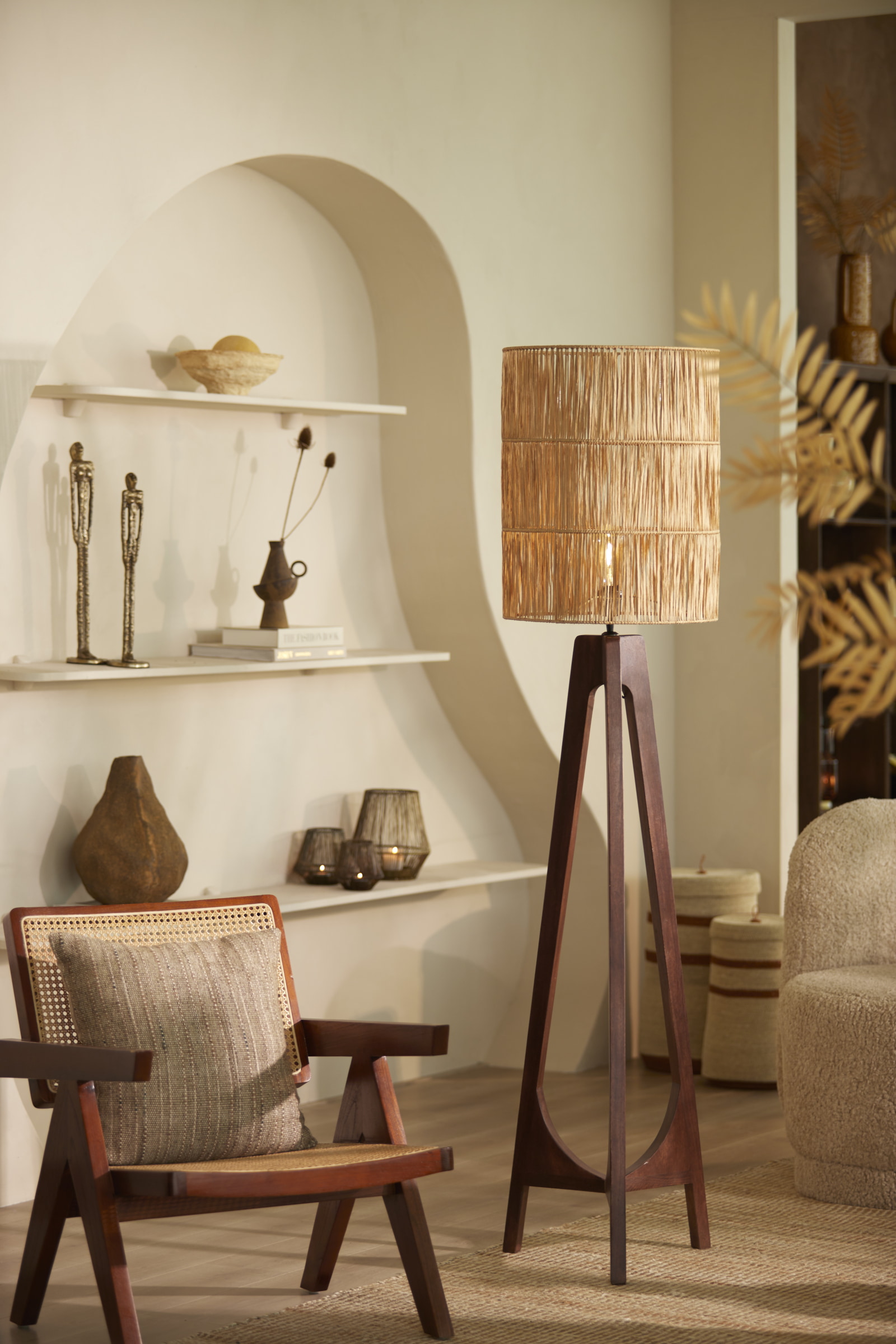 Light & Living Vloerlamp 'Troina' Mangohout, 118cm (excl. kap)