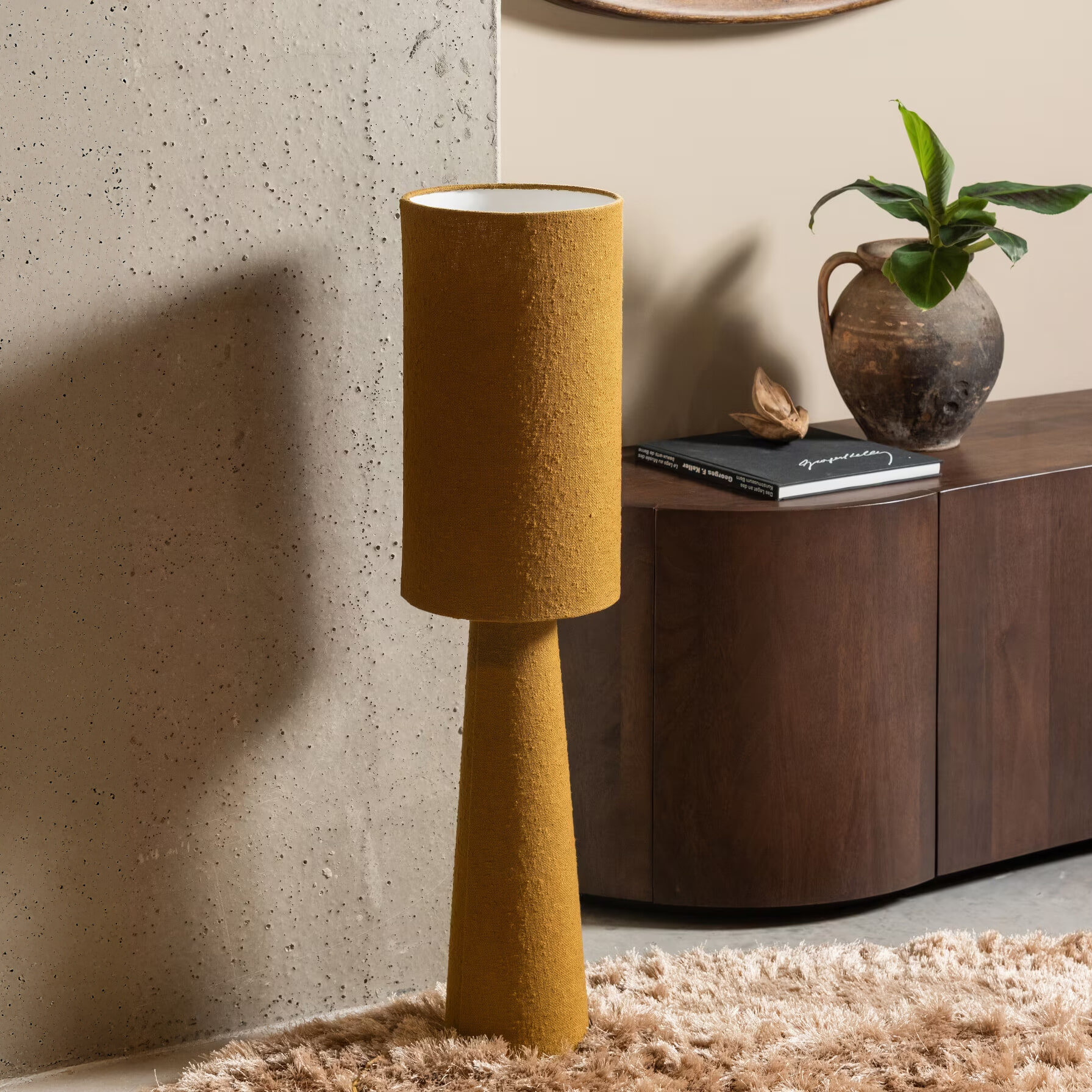 WOOOD Tafellamp / Vloerlamp 'Loft' Bouclé, kleur Tapenade