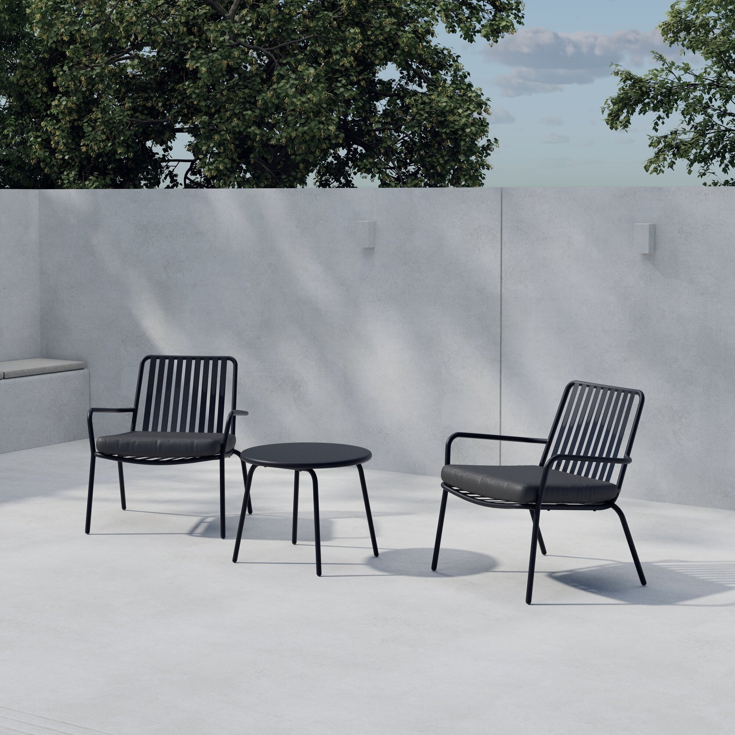 Nohr Loungeset Gared Met 2 stoelen en tafel - Zwart