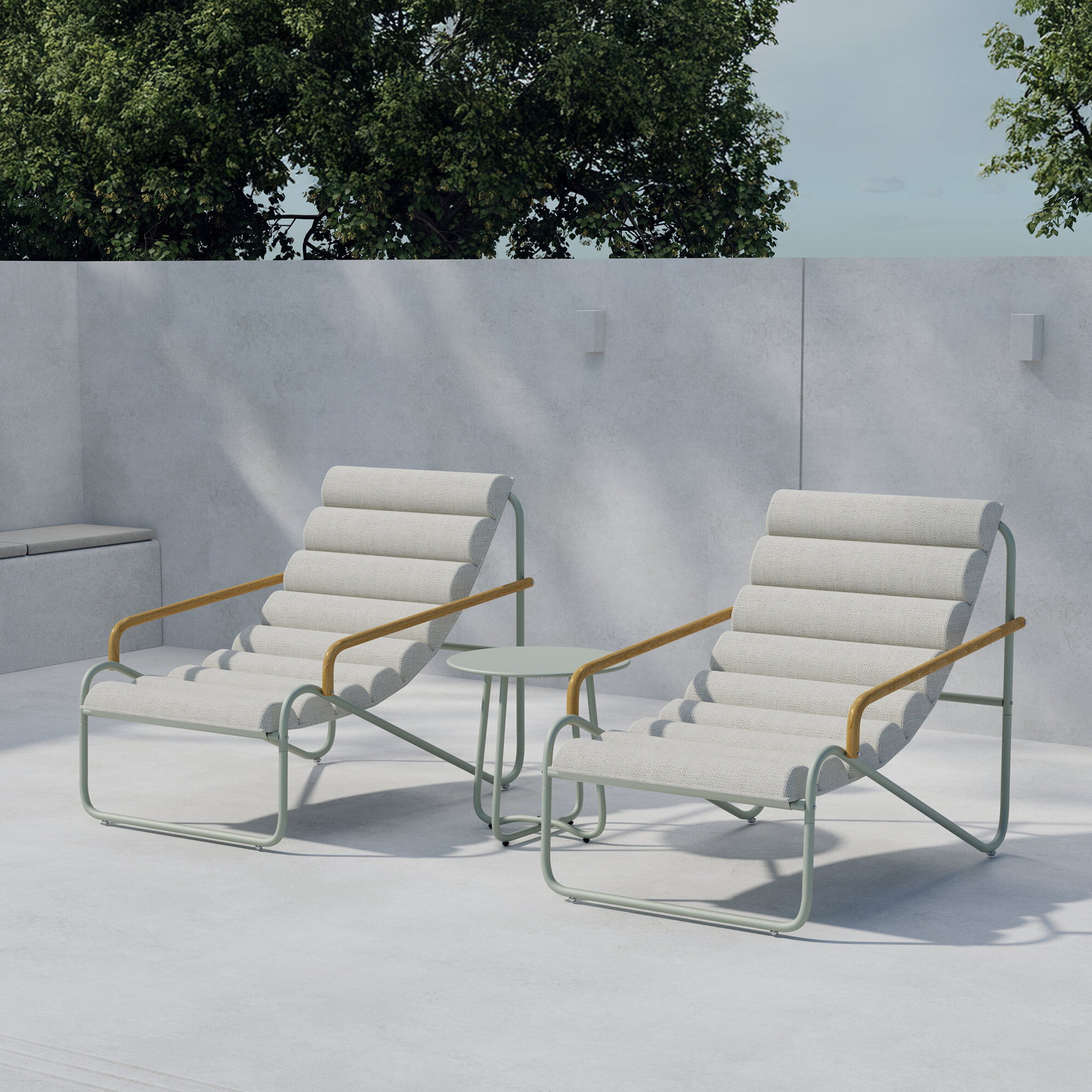 Nohr Loungeset Geron Met 2 stoelen en tafel - Beige/Groen