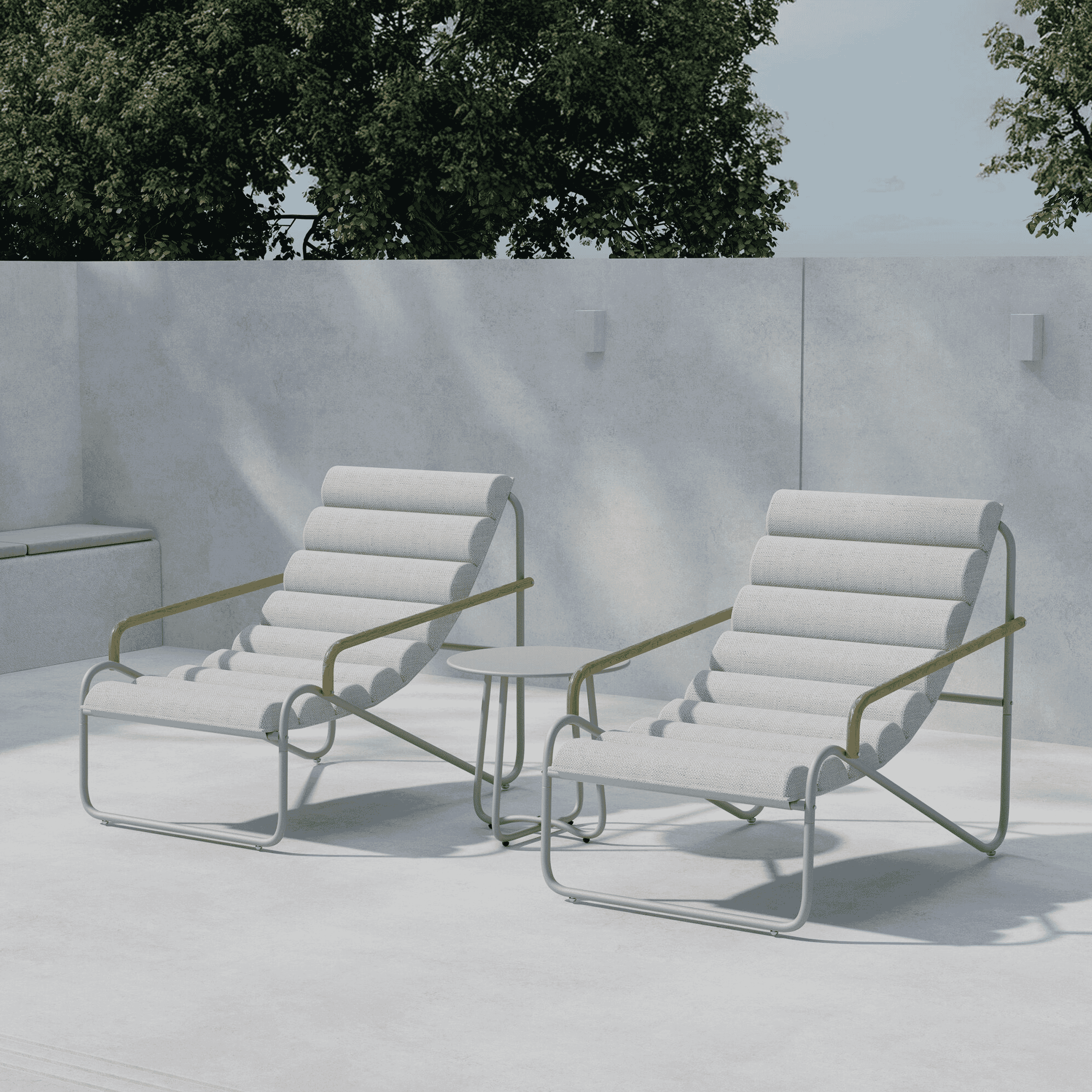 Nohr Loungeset 'Geron' Met 2 stoelen en tafel, kleur Beige/Groen