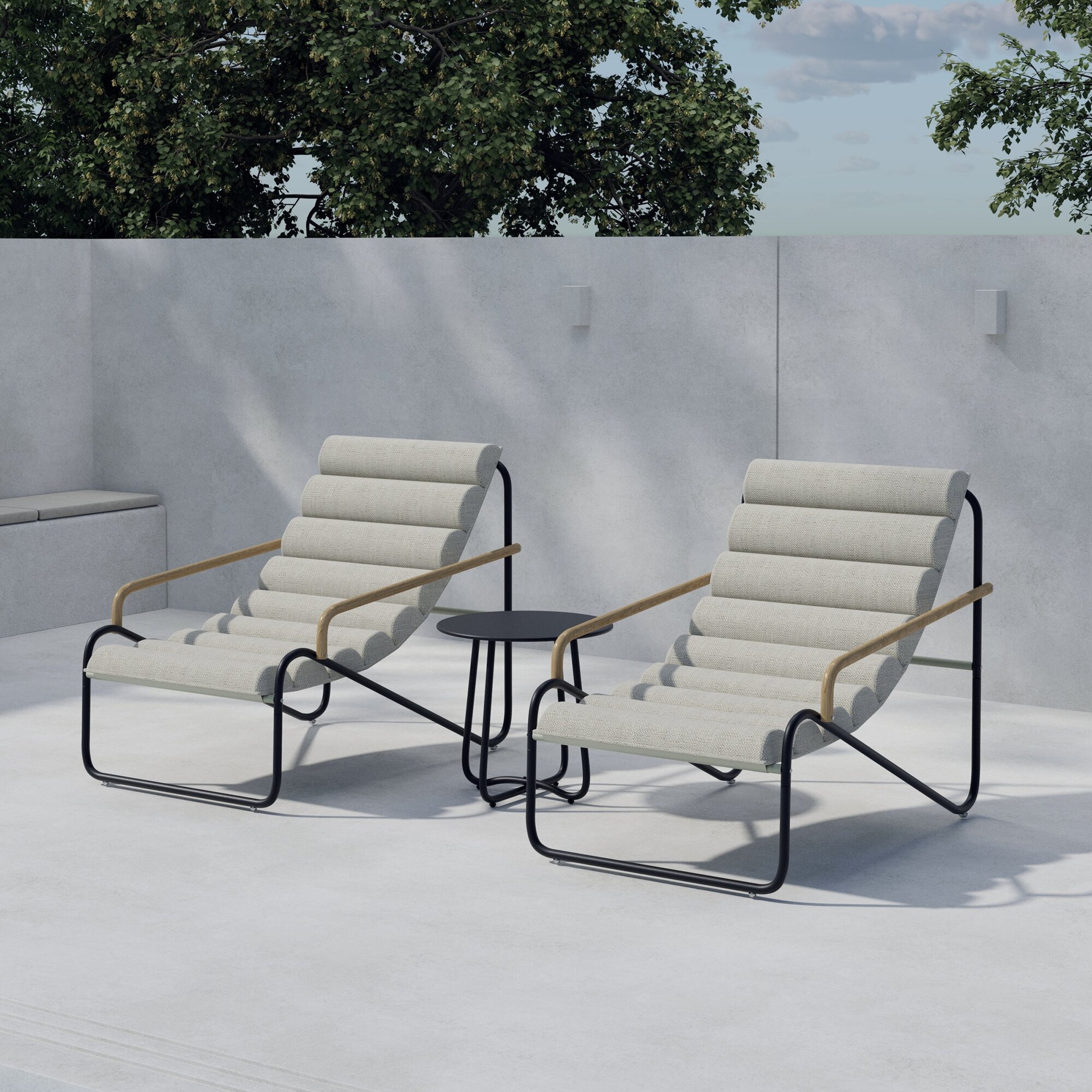 Nohr Loungeset Geron Met 2 stoelen en tafel - Beige/Zwart