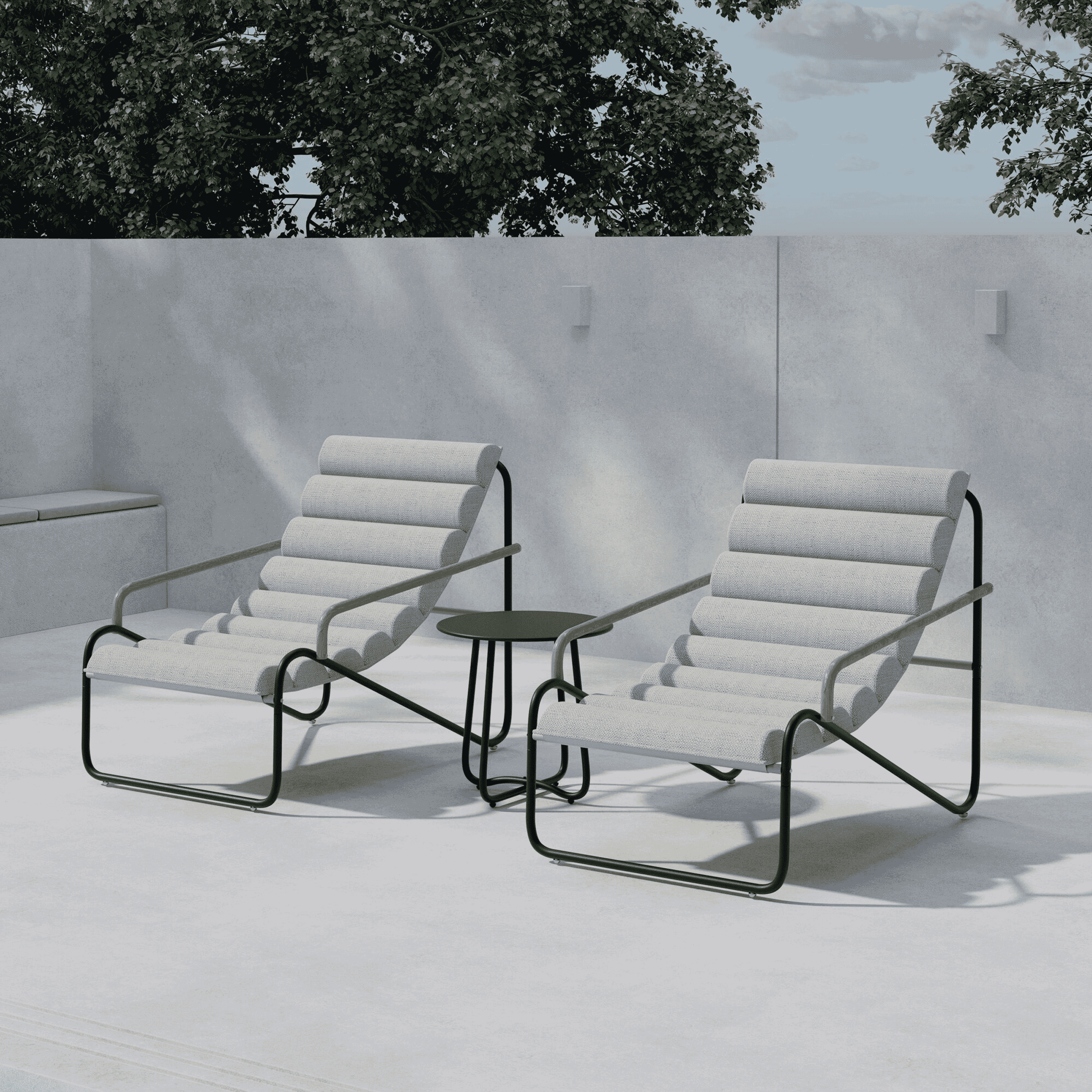 Nohr Loungeset 'Geron' Met 2 stoelen en tafel, kleur Beige/Zwart