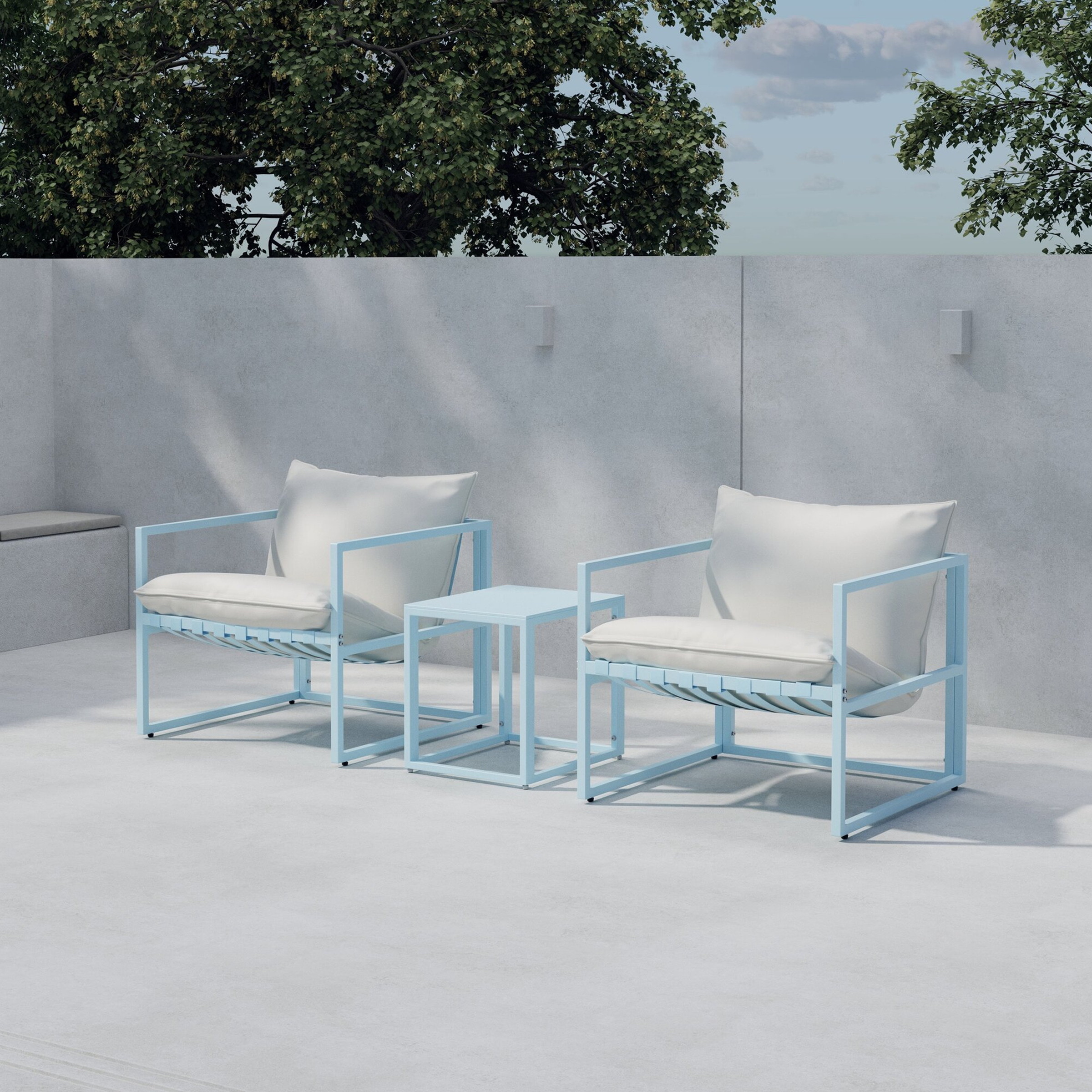 Nohr Loungeset Kandie Met 2 stoelen en tafel - Lichtblauw