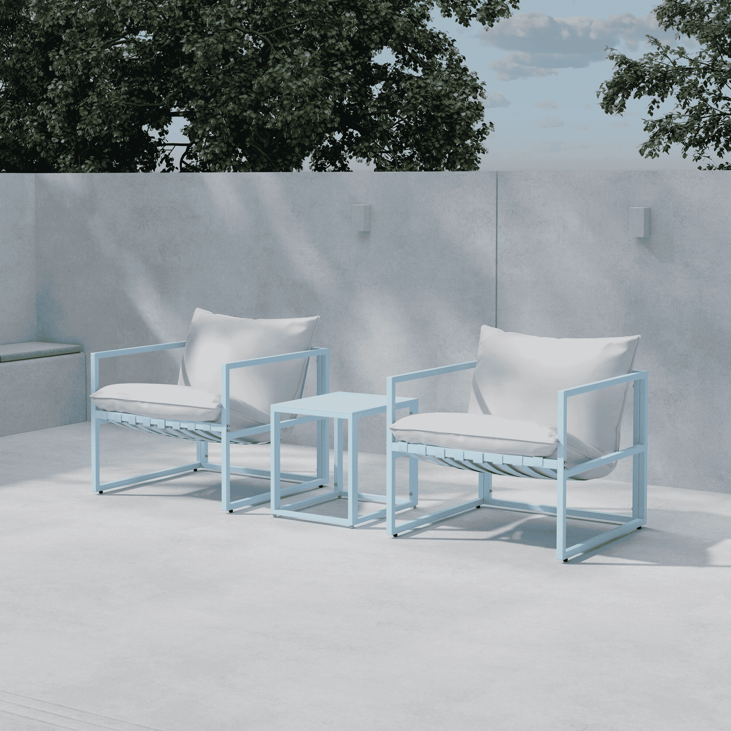 Nohr Loungeset 'Kandie' Met 2 stoelen en tafel, kleur Lichtblauw