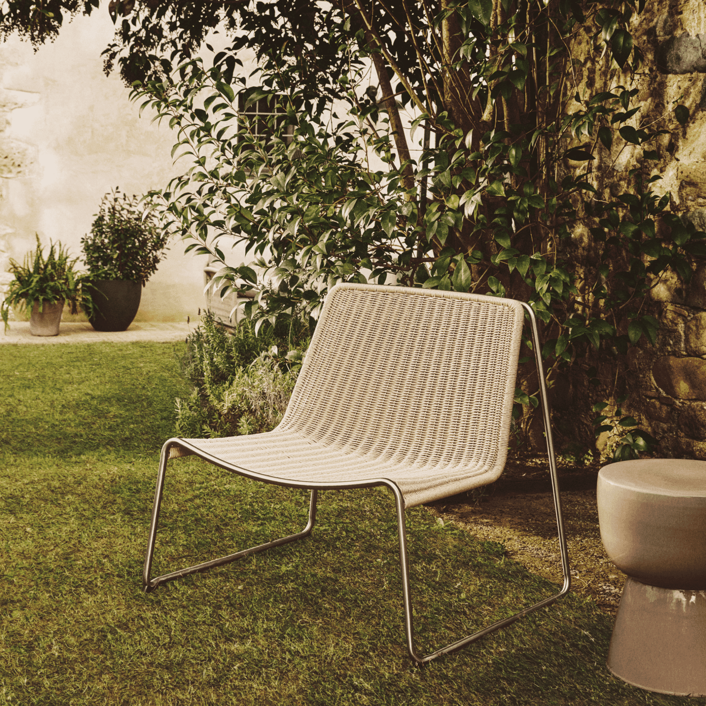 Kave Home Loungestoel Tavari Touw en staal - Beige