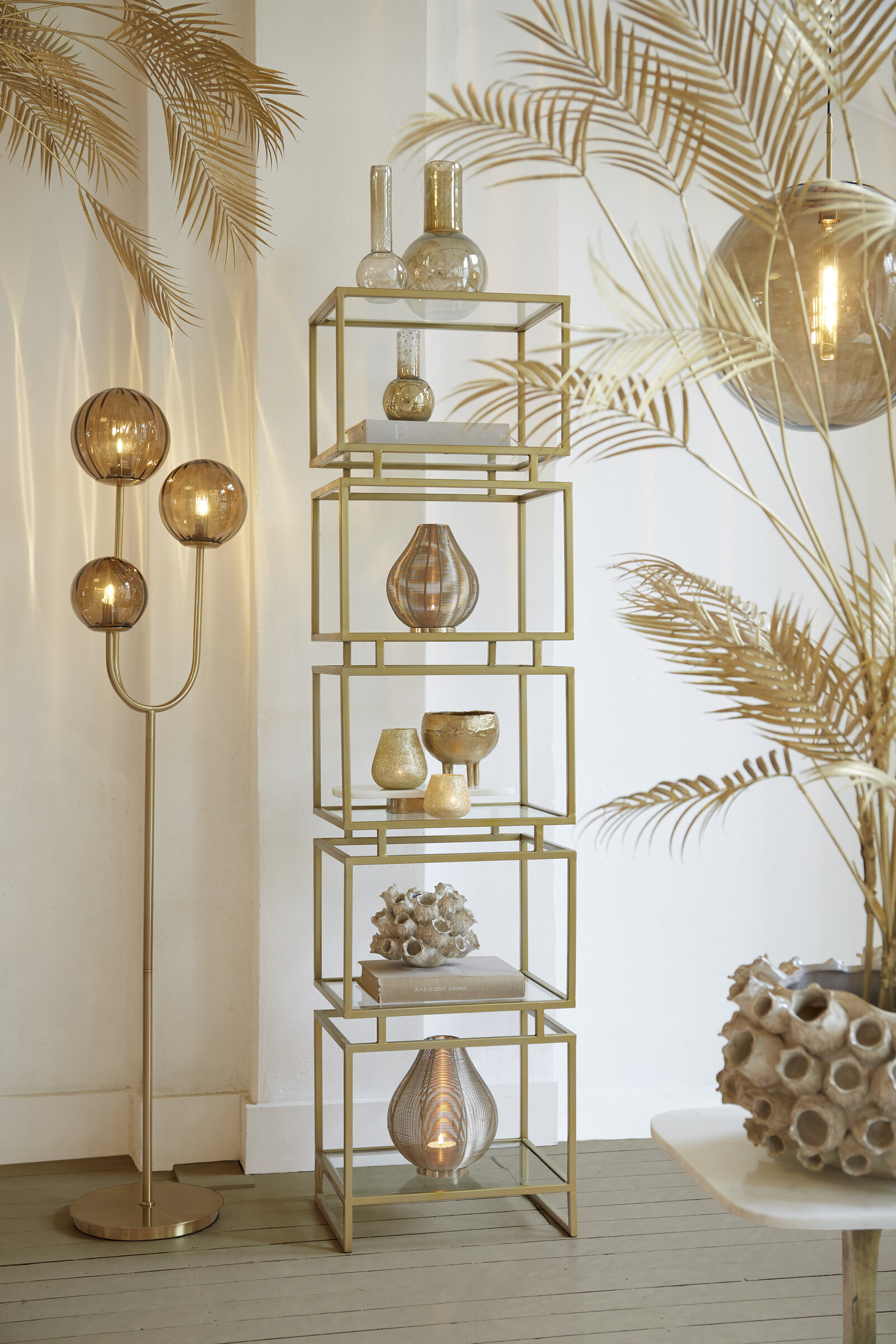 Light & Living Vloerlamp 'Magdala' 3-Lamps, kleur Bruin