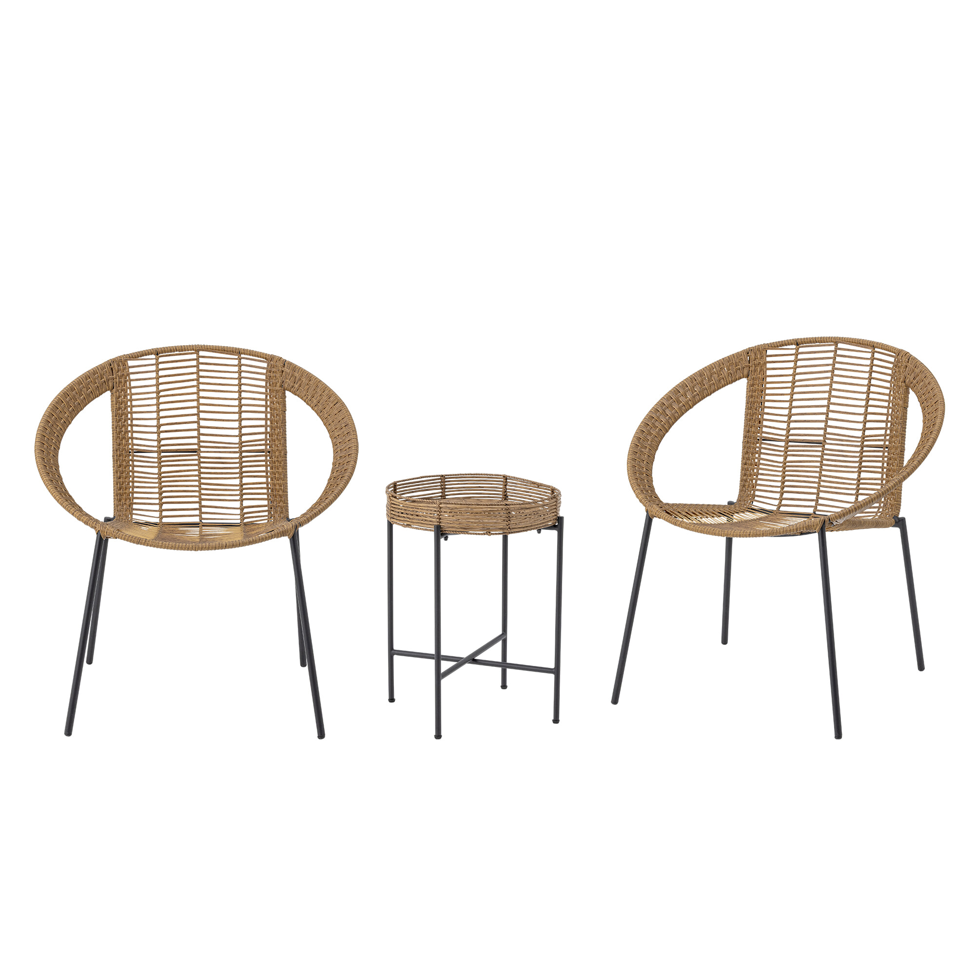 Bloomingville Loungeset Dudine Met 2 stoelen en tafeltje, Rotan - Naturel