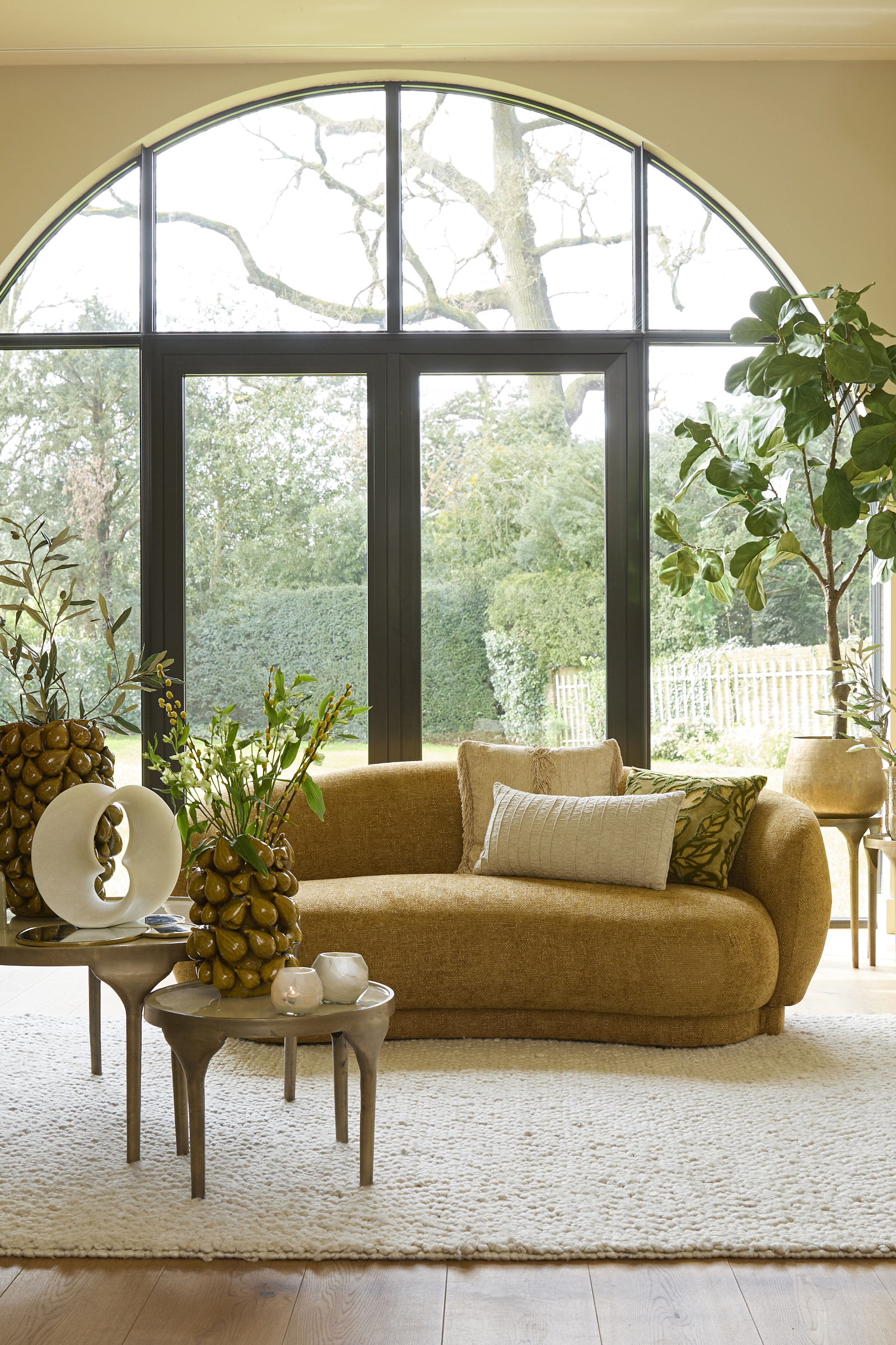 Light & Living Organische Bank 'Uvita' Chenille, 191cm, kleur Okergeel