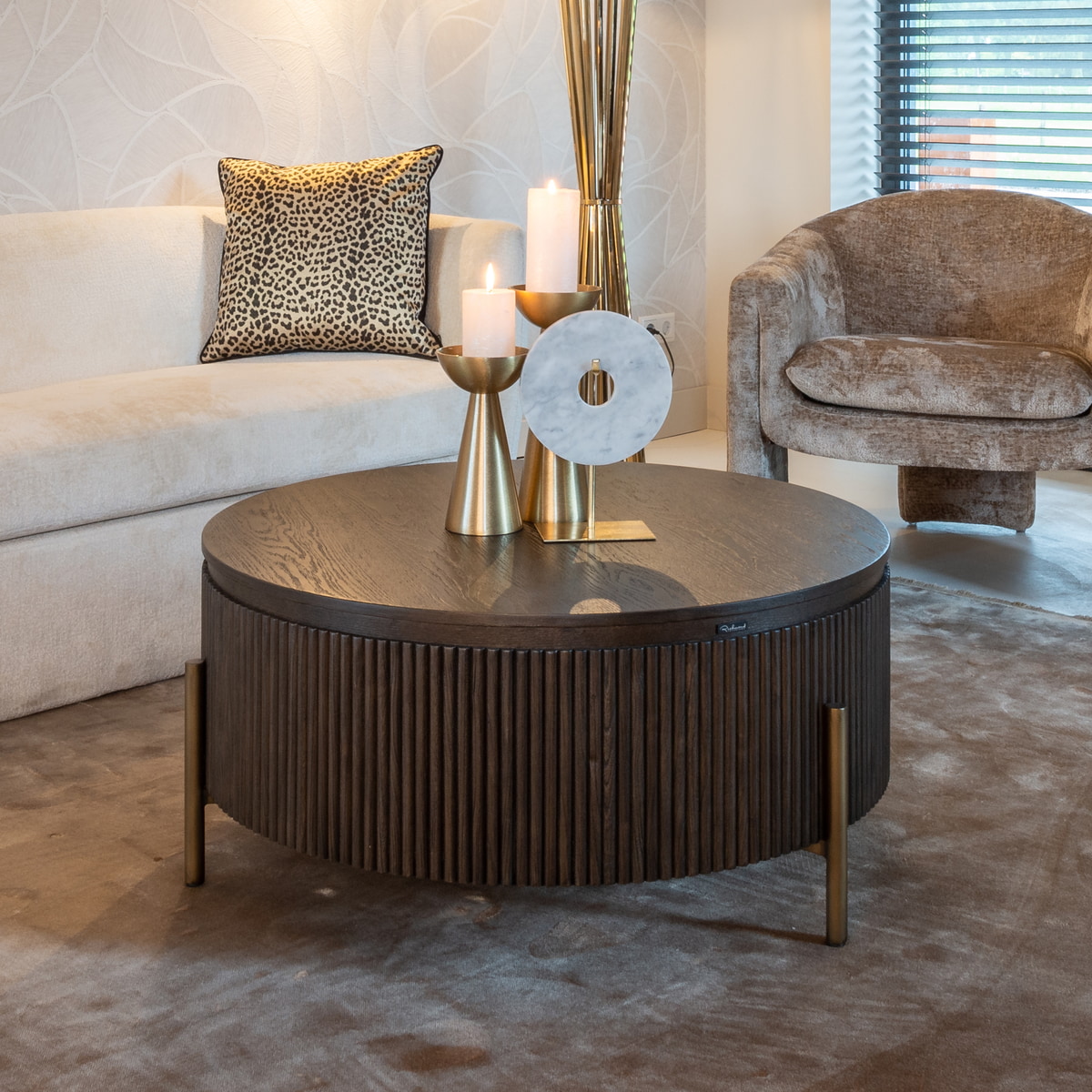 Richmond Ronde Salontafel Luxor Eiken, Ø95cm - donkerbruin - Richmond ...