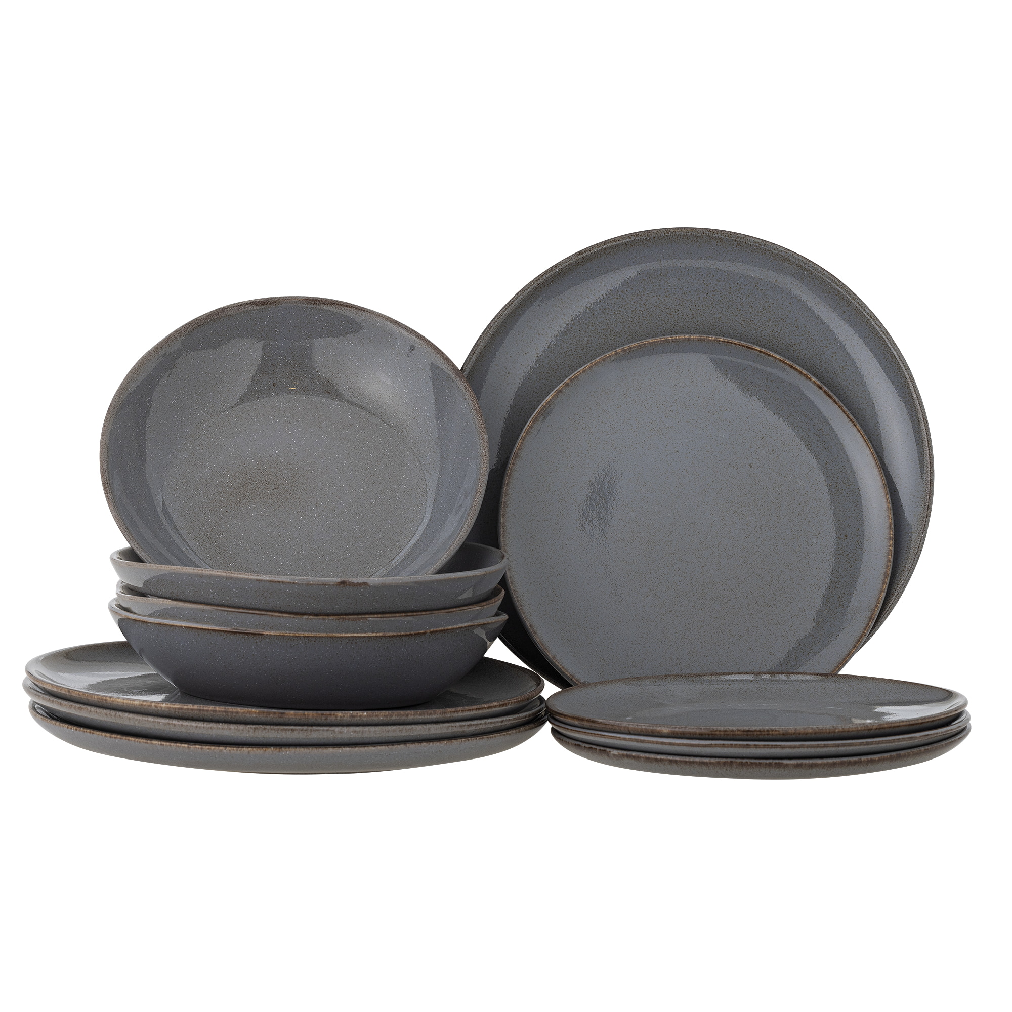Bloomingville Serviesset Sandrine Set van 12 stuks - Grijs