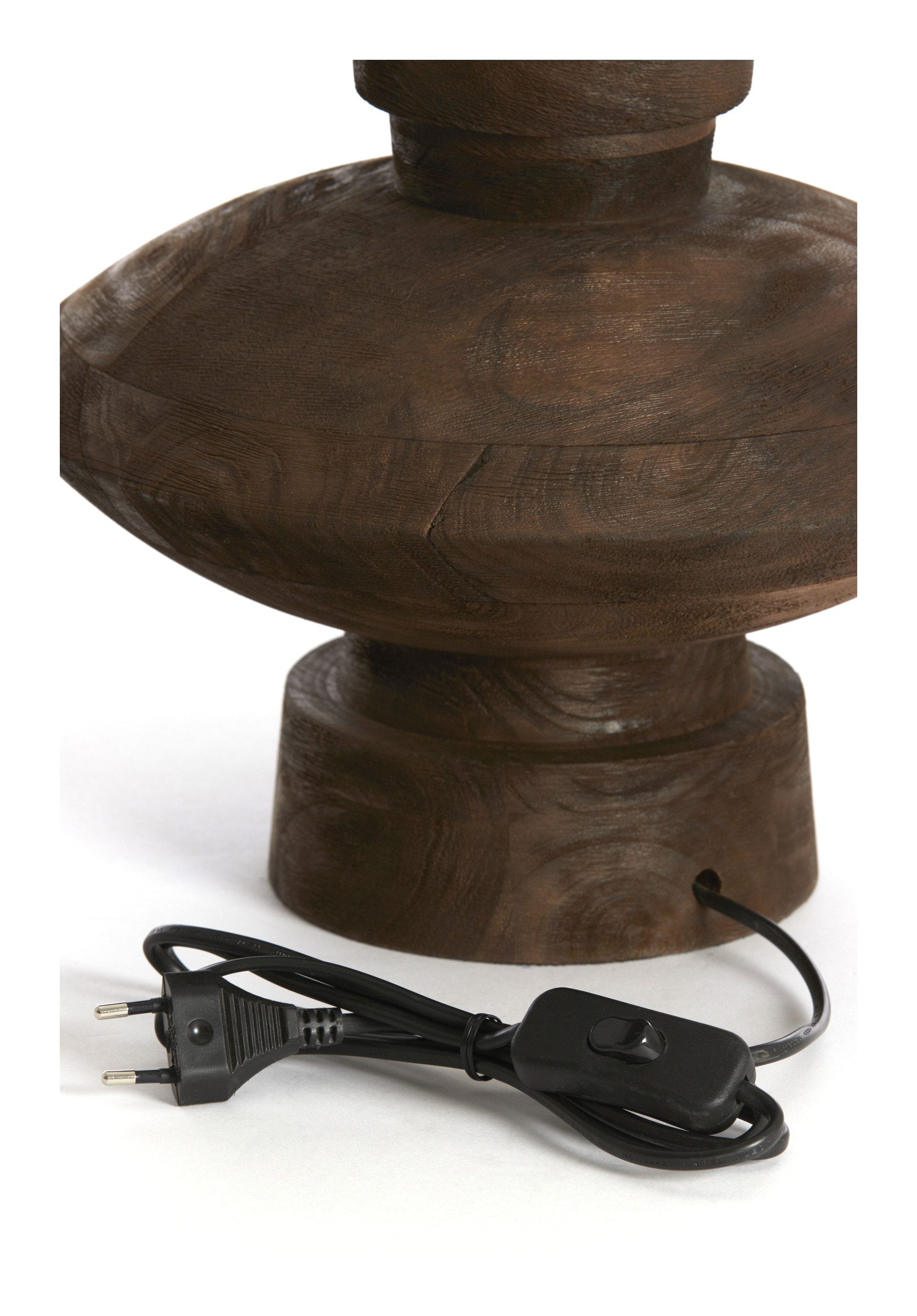 Light & Living Tafellamp 'Fiera' Mangohout, 31cm, kleur Donkerbruin (excl. kap)