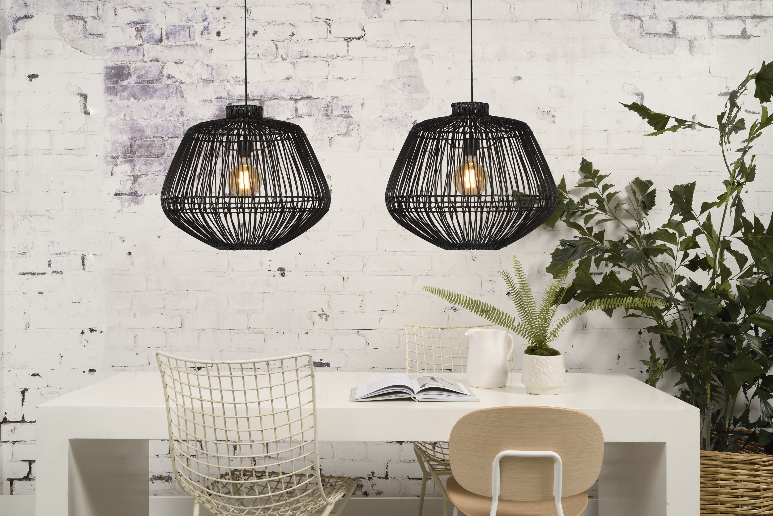 GOOD&MOJO Hanglamp 'Madagascar' Rotan, 60cm, kleur Zwart