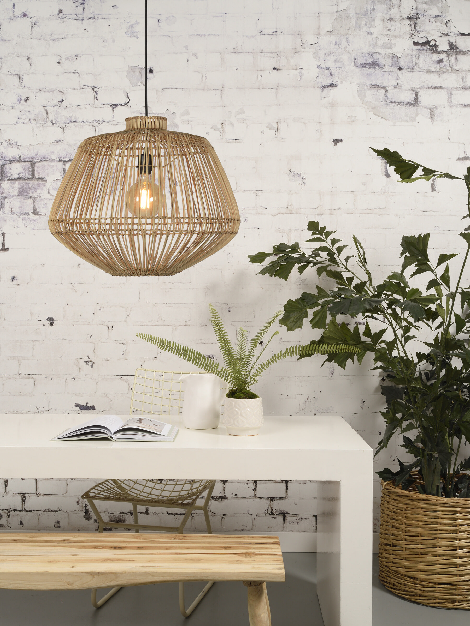 GOOD&MOJO Hanglamp 'Madagascar' Rotan, 60cm, kleur Naturel