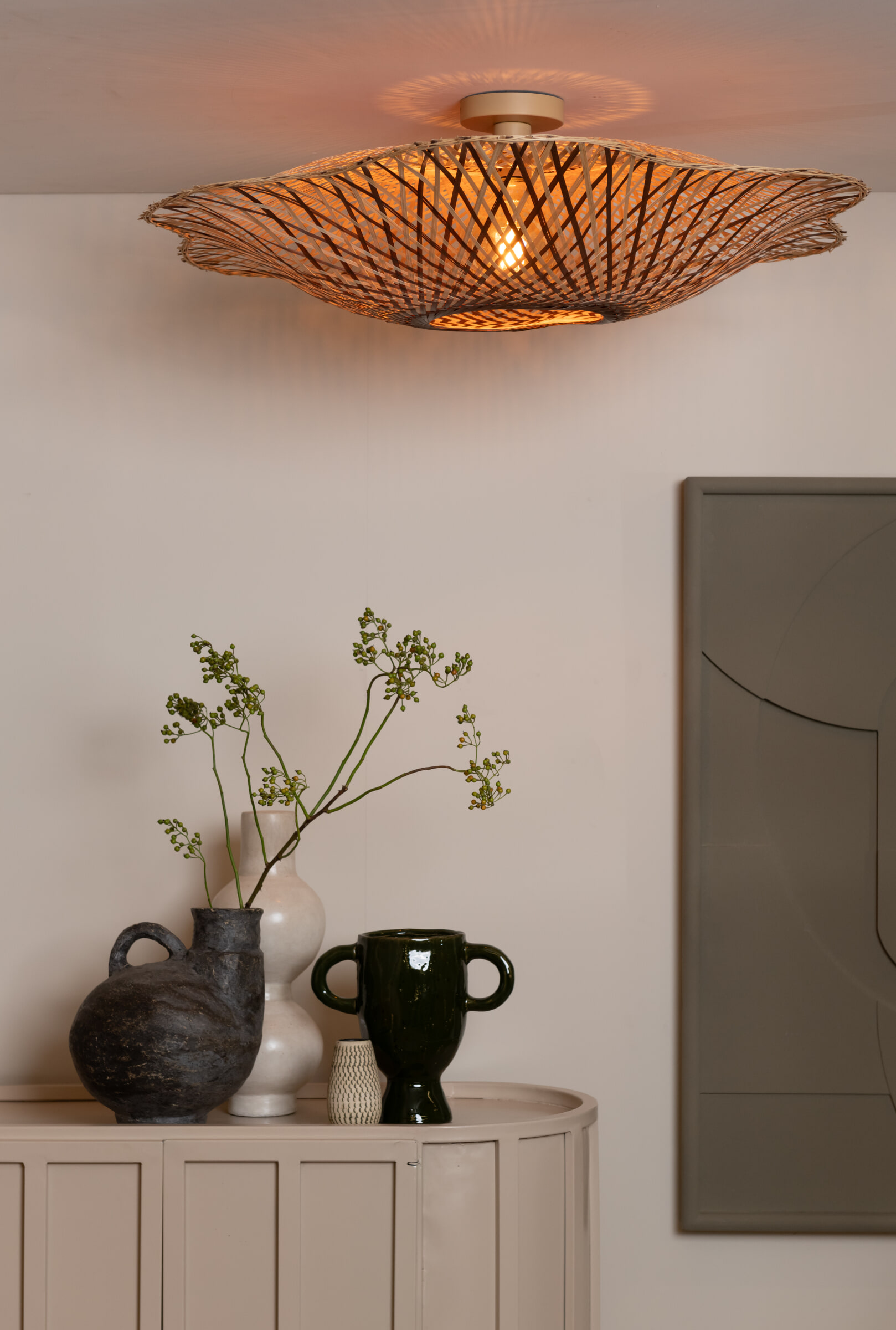 GOOD&MOJO Plafondlamp 'Madura' Bamboe, 87cm, kleur Naturel/Bruin