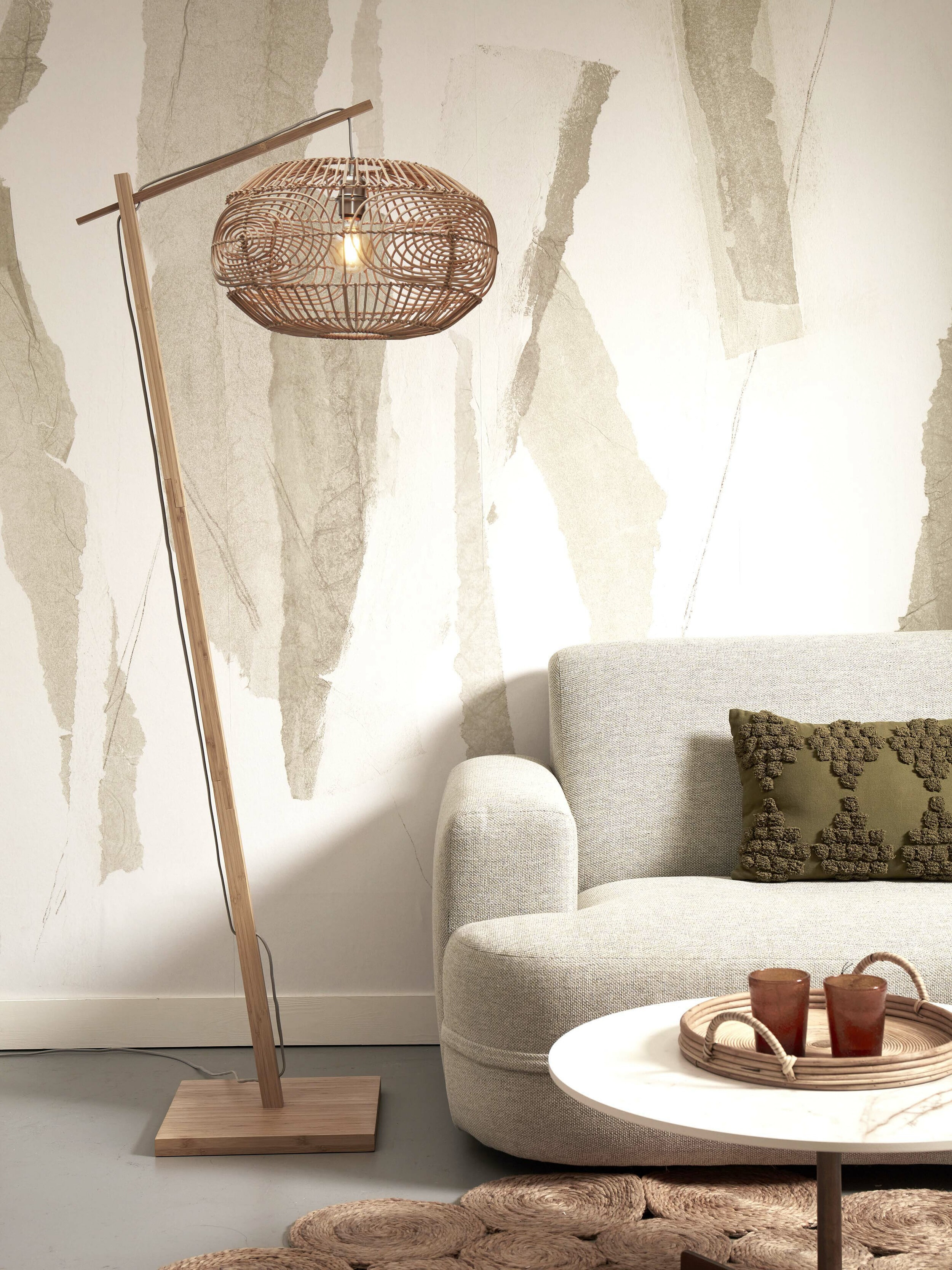 GOOD&MOJO Vloerlamp 'Madeira' Bamboe en rotan, 176cm, kleur Naturel