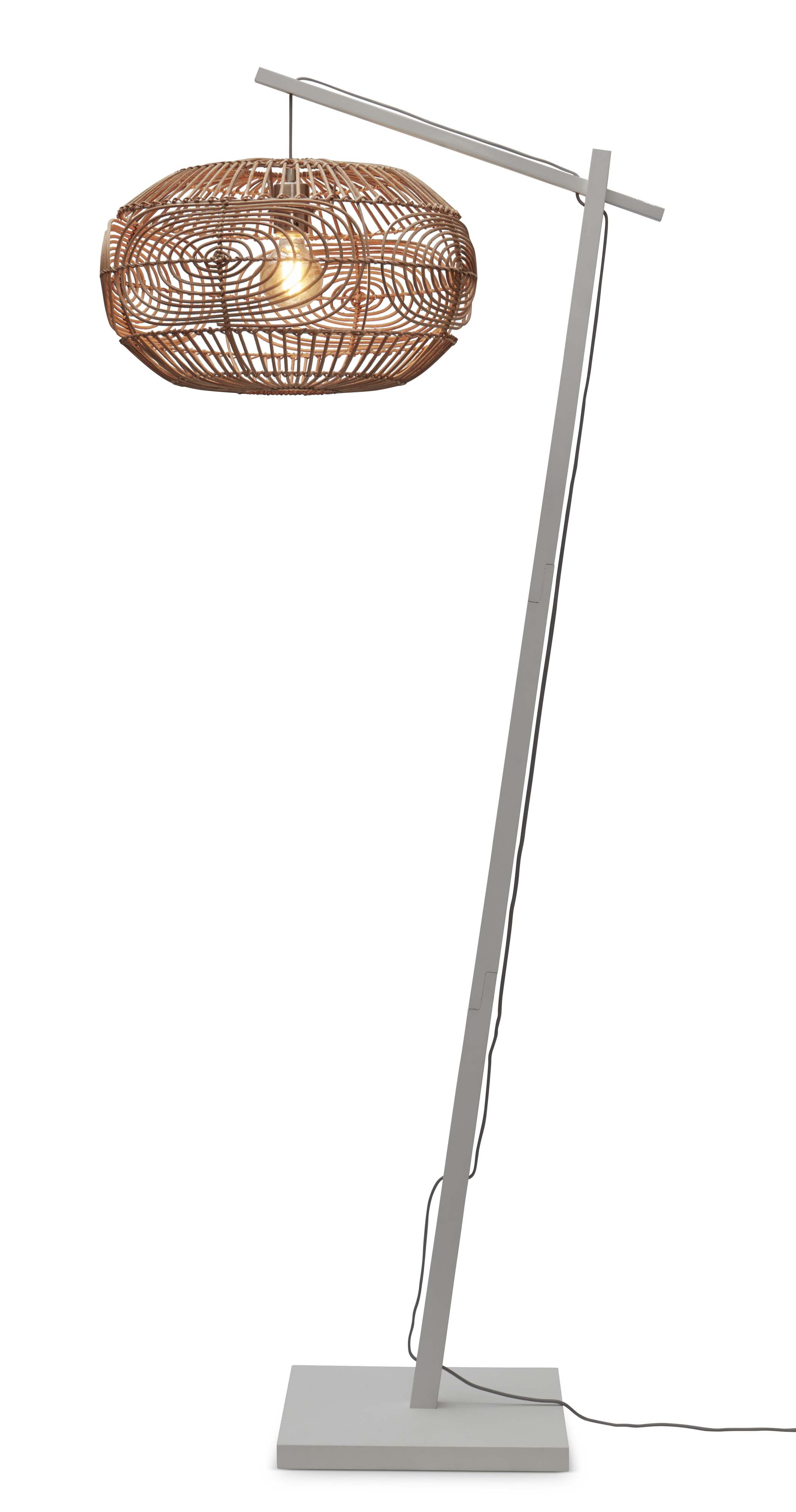 GOOD&MOJO Vloerlamp 'Madeira' Bamboe en rotan, 176cm, kleur Naturel/Wit