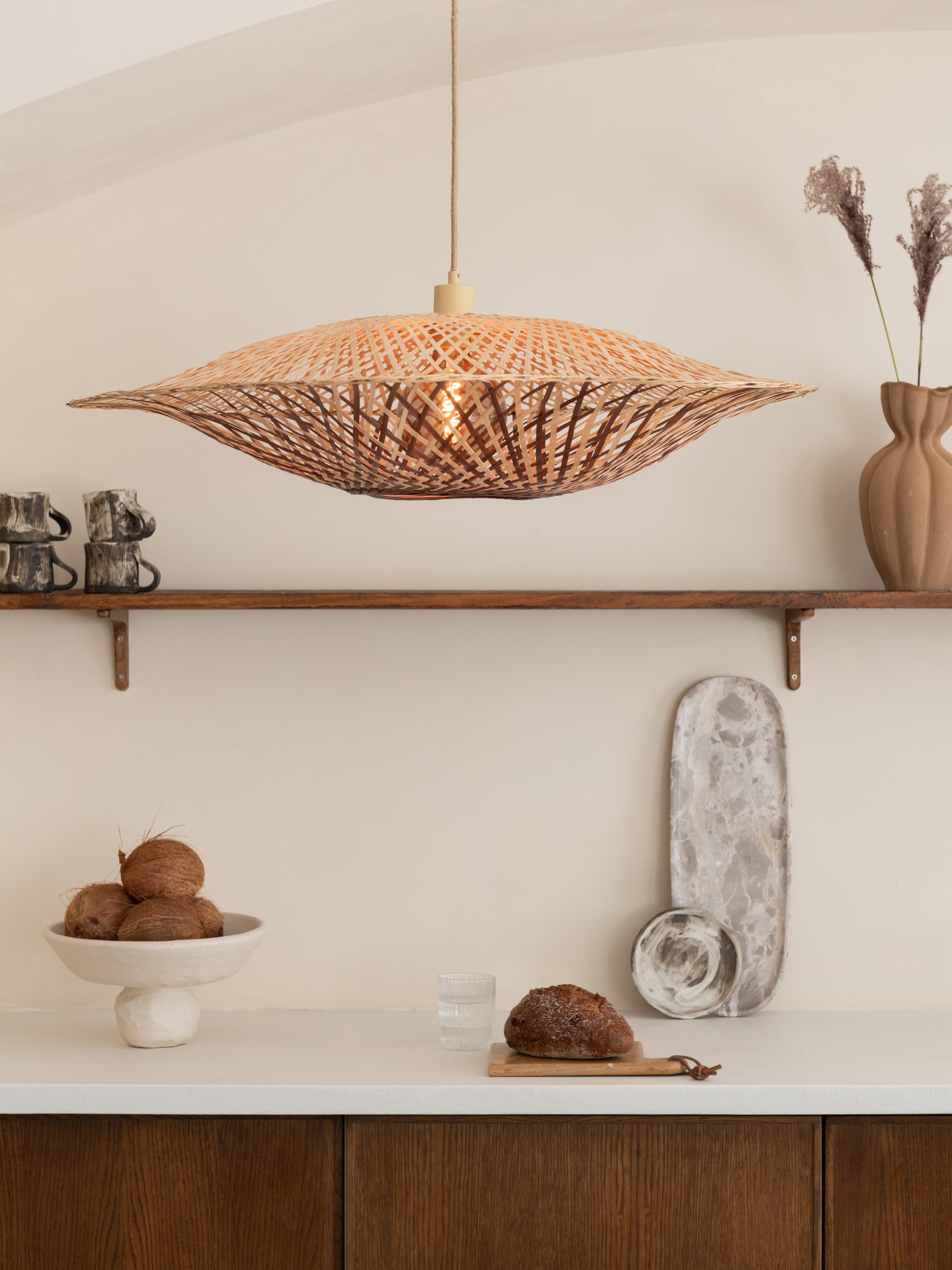 GOOD&MOJO Hanglamp 'Madura' Bamboe, 87cm, kleur Naturel/Bruin
